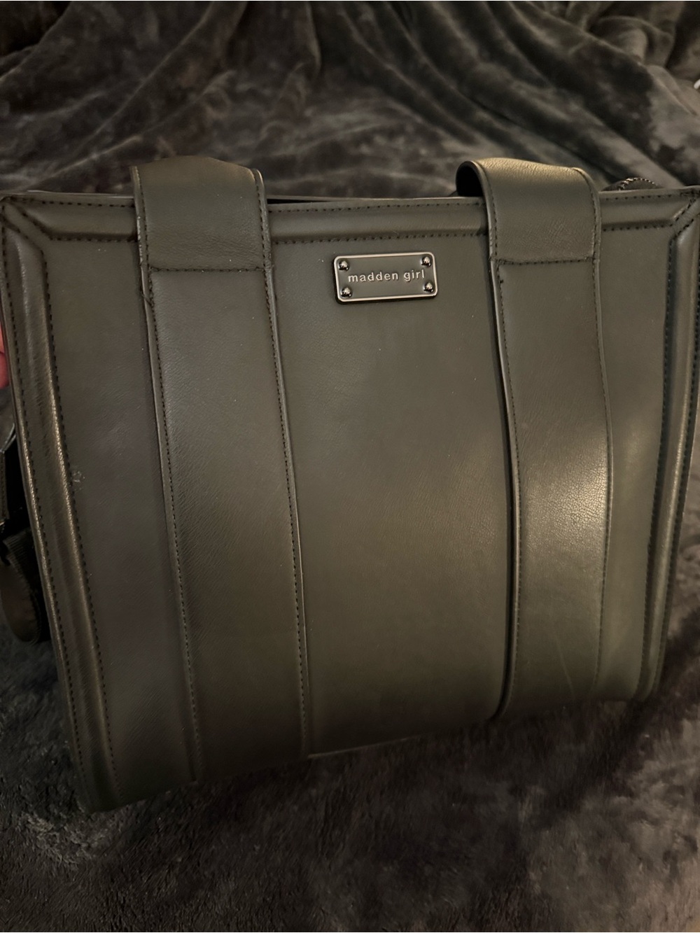 Madden Girl Black Vertical Panel Tote